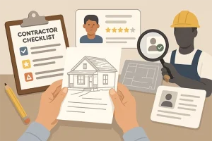 ChatGPT Image of different things to look for when choosing a remodeler